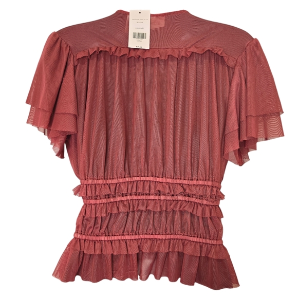 Tiered Ruffle Mesh Cropped Top - Picture 3 of 12